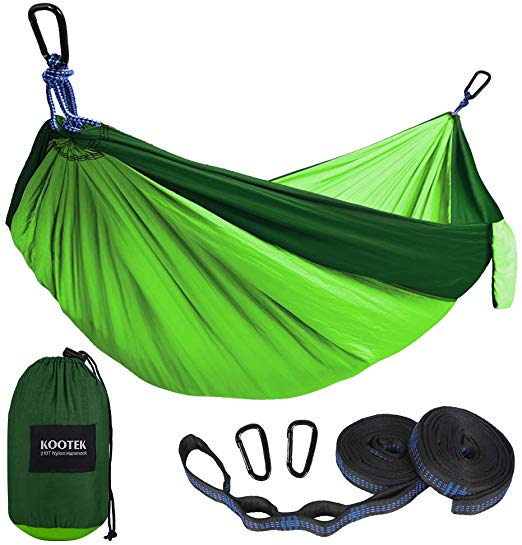 Kootek Camping Hammock Portable Indoor Outdoor Tree Hammock with 2 Hanging Straps, Lightweight Nylon Parachute Hammocks for Backpacking, Travel, Beach, Backyard, Hiking