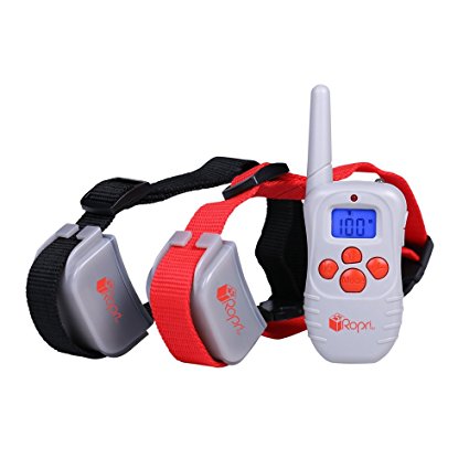 RopriPet Active Collar Dog Training Collar with Remote. Rechargeable, Beep, Vibration and Shock e-Collar. Electronic Correction Obedience Collars for your Pooch.