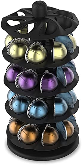 Everie Rotary Coffee Pod Capsules Carousel Compatible with 40 Nespresso Vertuoline Capsules (Black)