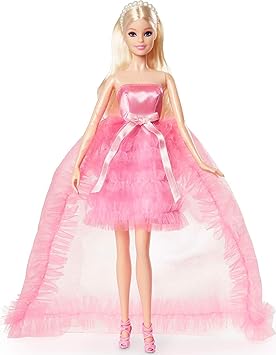 Barbie Birthday Wishes Doll with Blonde Hair and Pink Satin and Tulle Dress, Special Occasion Gifts and Collectibles