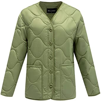 Bellivera Thin Lightweight Jacket Women,Puffer Coat Cotton Filling for Spring and Fall