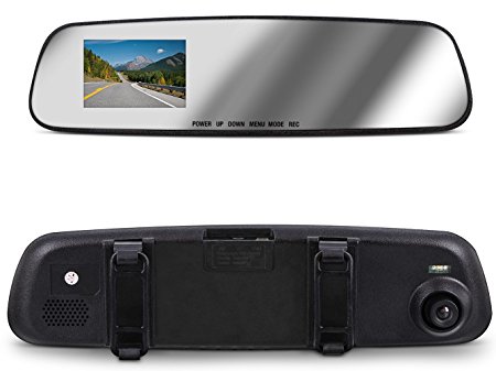 Aduro MirrorCam Rear View Mirror Video Camcorder for Safety in HD, 2.6 in LCD Display, Wide Angle Lens, Seamless Video / Picture / Voice Recording, Multiple Languages (Front Only)