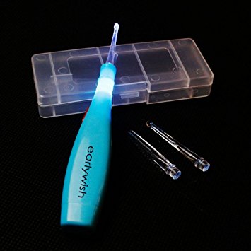 Earlywish Lighted Tonsillolith Pick Tonsil Stone Remover Tool with 3 Tips, Blue Handle with LED Light