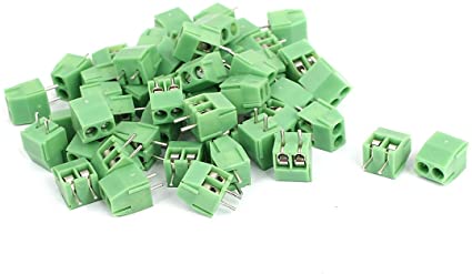 uxcell 50 Pcs 2 Pin Screw Terminal Block 3.5mm Pitch Panel PCB Mount Green