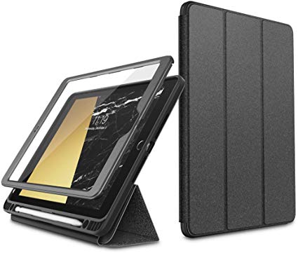 i-Blason Cosmo Case for New iPad 7th Generation, iPad 10.2 2019 Case, Full-Body Trifold with Built-in Screen Protector Protective Smart Cover with Auto Sleep/Wake & Pencil Holder (Gray)