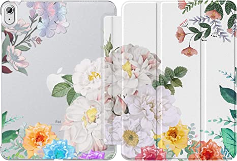 MoKo Case for iPad Air 5th Generation 2022/ iPad Air 4th Generation 2020 10.9 Inch, Trifold Stand Cover with Hard PC Back, Support Touch ID, iPad 2nd Pencil Charging, Auto Wake/Sleep,Various Flowers