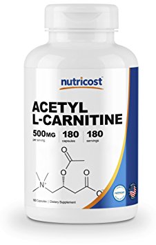 Nutricost Acetyl L-Carnitine 500mg, 180 Capsules - Non-GMO and Gluten Free