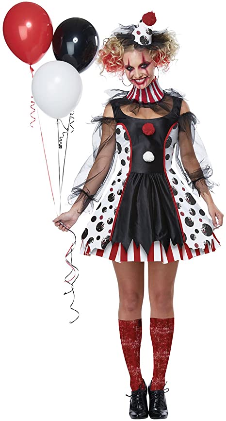 Womens Creepy Clown Costume X-Large Black