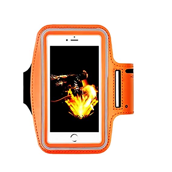 Armband for iPhone X 8/8plus/7/6/6S Plus,Samsung Galaxy s8 s7 s6 Edge s8 ,Note 5.etc.CaseHQ Adjustable Reflective Exercise Running Pouch Key Holder,Screen Protector-Hiking,Biking (Orange)