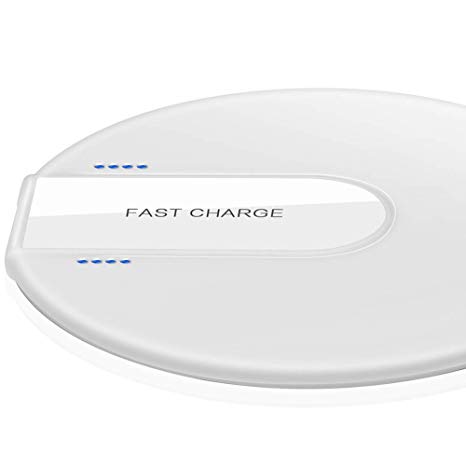 Mrkyy Wireless Charger Wireless Charging Pad Fast Charge for iPhone X/ 8/8 Plus, Samsung Galaxy S9/ S9 / Note 8/ S8/ S8 / S7/ S7 Edge/ S6/ S6 Edge, Nokia 9, Nexus 4/5, Lumia 920 (White)