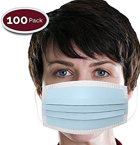 Novapolt Procedure Surgical Earloop Face Mask - Disposable 3 Layer Super Filter for Dust, Bacteria, Pollen, Anti Allergy Dental Medical Procedure Mask Latex Free Box of 100