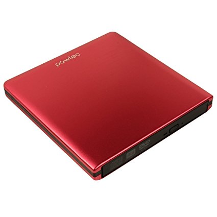 Pawtec External USB 3.0 Aluminum 8X DVD-RW Writer Optical Drive with Lightscribe (Red)