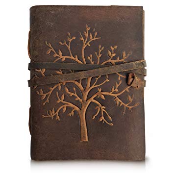 LEATHER JOURNAL Tree of Life - Writing Notebook Handmade Leather Bound Daily Notepads For Men & Women Blank Paper Large 7 x 5 Inches - Best Gift for Art Sketchbook, Travel Diary & Journals to Write in