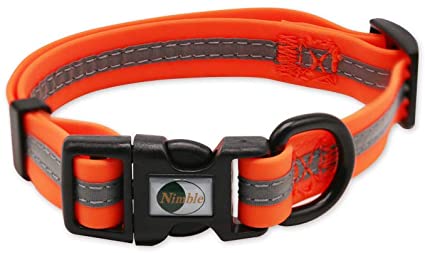 NIMBLE Dog Collar Waterproof Pet Collars Anti-Odor Durable Adjustable PVC & Polyester Soft with Reflective Cloth Stripe Basic Dog Collars S/M/L Sizes