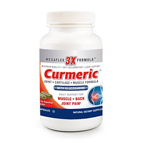 Curmeric Joint and Muscle Support Supplement with Turmeric and Glucosamine Provides Daily Support for Muscle, Back and Joint Pain 60 Capsules
