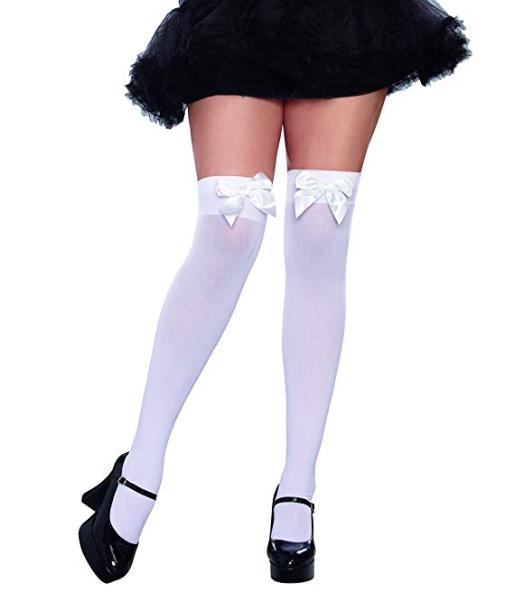 Dreamgirl Women's Plus Size Bow Top Stockings