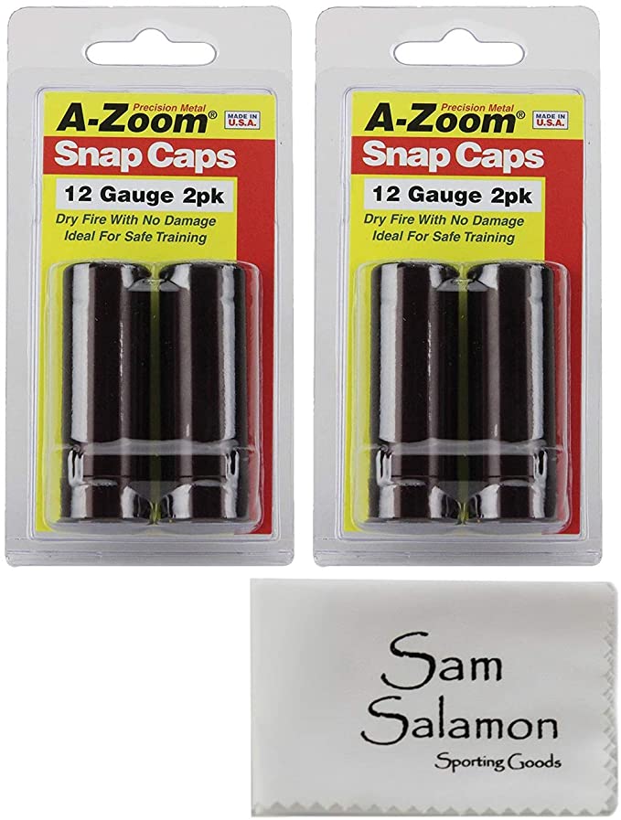 A-ZOOM Precision Snap Caps 12 Gauge (2 pcs per Pack (4 pcs Total)) w/Micro Sam Salamon Cloth