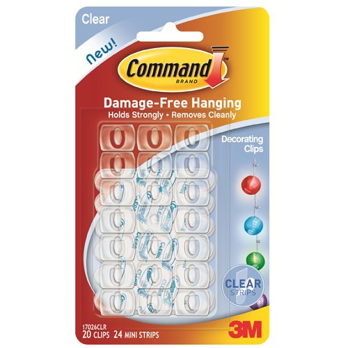 Command Decorating Clips, Clear, 20-Clips (17026CLR-ES)