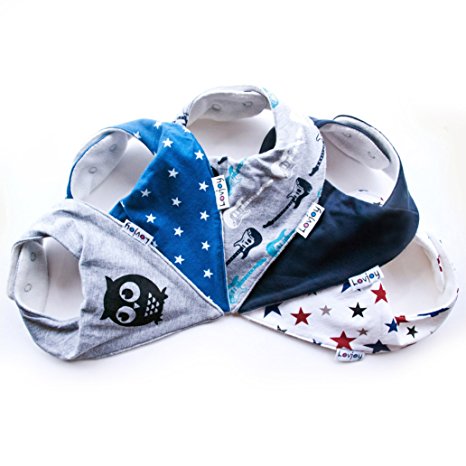 Lovjoy Bandana Drool Baby bibs (5 PACK - LITTLE STAR) Super Absorbent & Soft for Ultimate Comfort with Adjustable Snaps- Cute Baby Gift for Boys & Girls.