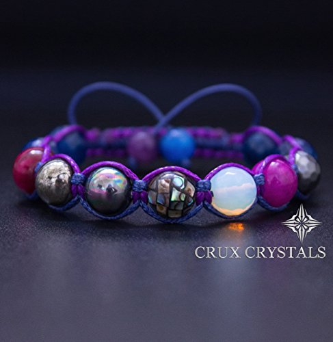 Carnival Friendship Shamballa Bracelet, BFF bracelet, Gemstone Bracelet, Purple Shamballa, Abalone Shell, Beaded Wrap Bracelet, Macrame Bracelet, Gift for Her, Crux Crystals