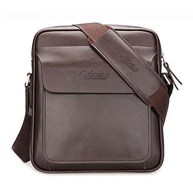 Zicac Mens Genuine Leather Cross Body Handbag Shoulder Messenger Bag