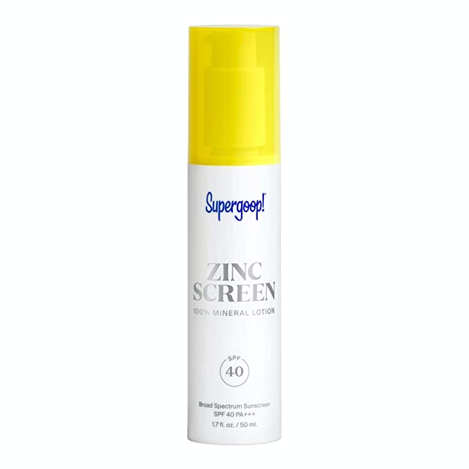 Supergoop! Zincscreen - 1.7 fl oz - 100% Mineral Face Lotion & Broad Spectrum SPF 40 Sunscreen - Non-nano Zinc Oxide for Daily UV Protection - Lightweight, Blendable Formula with Pink Hue