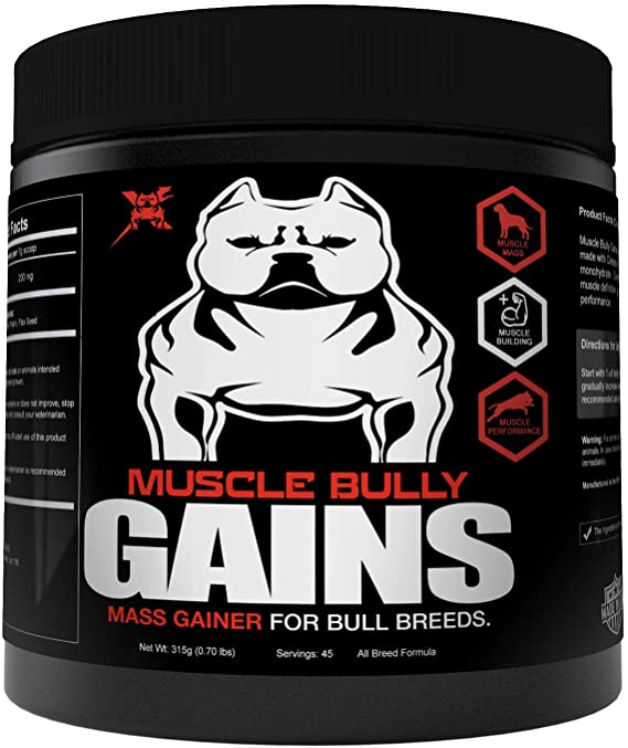 Muscle Bully Gains - Mass Weight Gainer, Whey Protein for Dogs (Bull Breeds, Pit Bulls, Bullies) Increase Healthy Natural Weight, Made in The USA