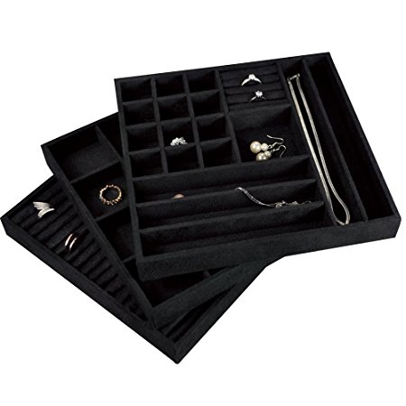 3 PCS Set Stackable Jewelry Trays (Black)