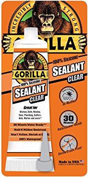 Gorilla 100% Silicone Sealant, 2.8 oz., Clear