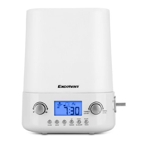 Excelvan Wake-Up Light with Sunrise Simulation Alarm Clock,Wake Up Light with Natural Sound and FM Radio,White