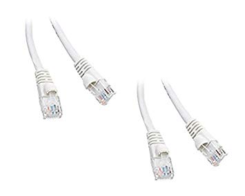 2 Pack Cat5e White Ethernet Patch Cable, Snagless Molded Boot, 10 Feet, CNE532356