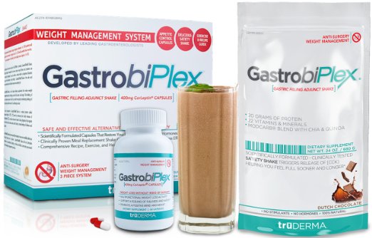 GastrobiPlex Weight Loss System | Kit Includes Chocolate Meal Replacement Shake & Clinical Strength Cor-Leptin Diet Capsules