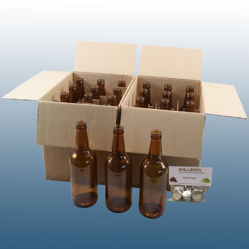 Home Brew - 24 x Brown Glass Beer Bottles With Pack Of Balliihoo® Crown Caps