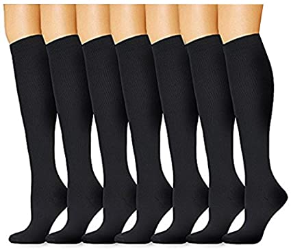 Compression Socks (7 Pairs) for Women & Men 15-20 mmHg is Best Athletic & Medical for Running Flight Travel Nurses