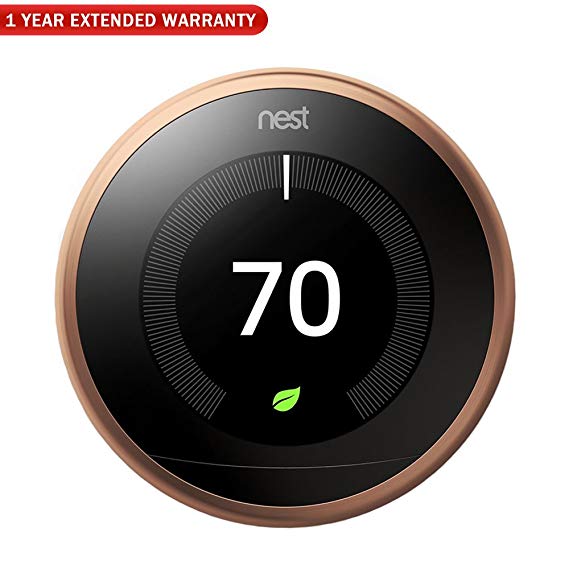 Nest T3021US Learning Thermostat 3rd Gen (Copper)   1 Year Extended Warranty