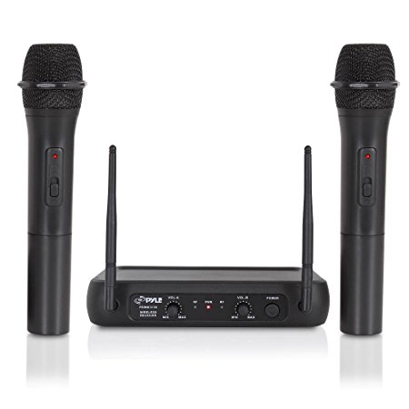 Pyle-Pro PDWM2135 VHF Wireless Microphone System, 2 Handheld Mics, Fixed Frequency
