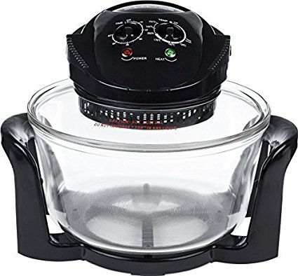 Andrew James Halogen Oven In Black, 1300 Watts, 12 Litre Capacity With Replaceable Spare Bulb And Full Accessories Pack