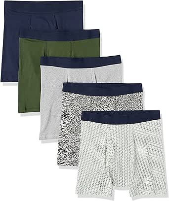 Amazon Essentials Men's Tag-Free Boxer Briefs Underwear, Pack of 5