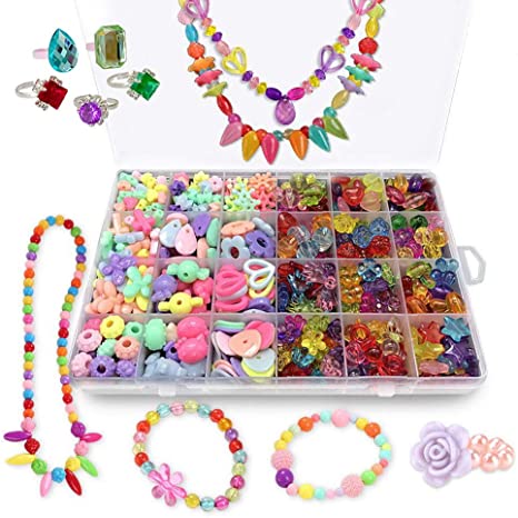 Bead Kits for Girls - Kids Crafts Girls Jewelry Making Kits Colorful Acrylic Girls Bead Set Jewelry Crafting Set