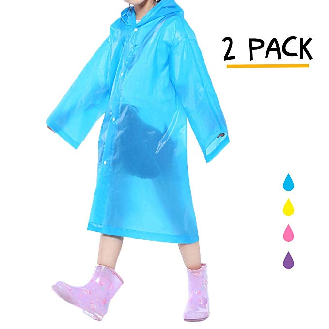 Opret Portable Kids Children Rain Poncho, Reusable Raincoat with Hoods and Sleeves, Durable, Lightweight and Perfect for Outdoor Activities