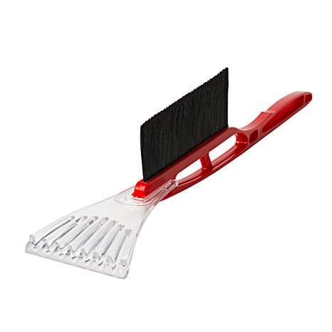 ALEKO® ICB02RED Tough Ice Scraper with Snow Brush Long Handle Durable No-Scratch Scraper Defroster, Red