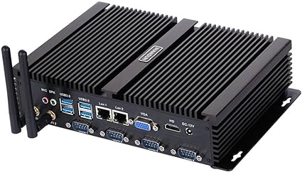 HUNSN Fanless Industrial PC, Mini Computer, Intel Core I5 3317U, Windows XP / 11 or Linux Ubuntu, IM02, WiFi, BT, VGA, HDMI, 2 x LAN, 4 x COM RS232, 4 x USB2.0, 4 x USB3.0, 8G RAM, 256G SSD