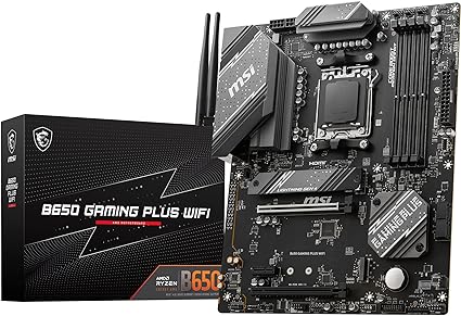 MSI B650 GAMING PLUS WIFI Motherboard, ATX - Supports AMD Ryzen 7000 Series Processors, AM5 - 14 2 Duet Rail VRM, DDR5 Memory Boost 6400 MHz/OC, 2 x PCIe 4.0 x16, 2 x M.2 Gen4, Wi-Fi 6E