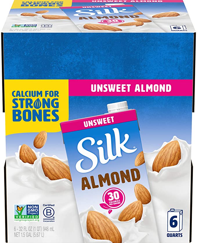 Silk Shelf-Stable Almondmilk, Unsweetened, Dairy-Free, Vegan, Non-GMO Project Verified, 1 Quart