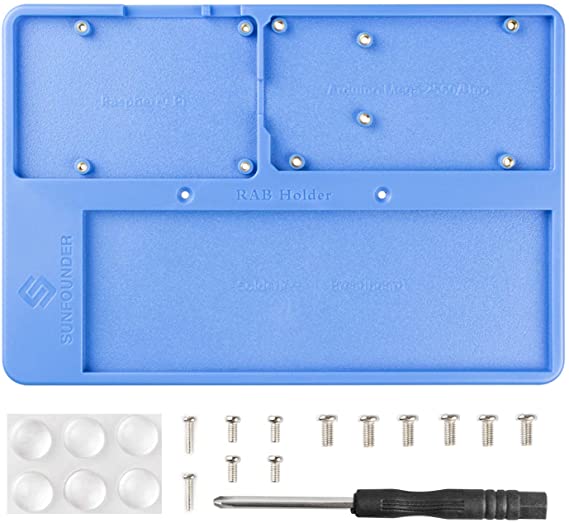 SunFounder RAB Holder Raspberry Pi Breadboard Holder 5 in 1 Base Plate with Rubber Feet Compatible with Arduino R3 Mega 2560, Raspberry Pi 4B 3B  3B 2 Model B 1 Model B and 400 800 Points Breadboard