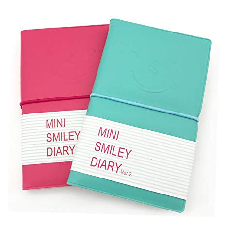 Wenmeili Pocket Super Mini Smiley Diary Notebooks Memo Note Book 5x3 Inch PU Leather Case Color Random (Set of 2)