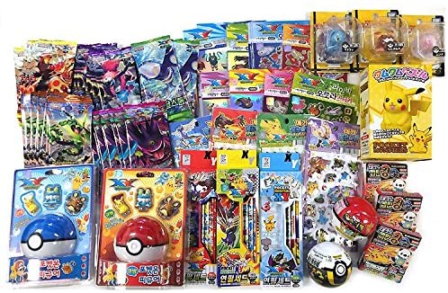 Pokemon 10 Assorted Toy Sticker Card Pokeball School Supply Stationary Gift Set