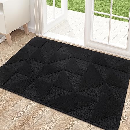 OLANLY Door Mats Indoor, Non-Slip, Absorbent, Dirt Resist, Entrance Washable Mat, Low-Profile Inside Entry Doormat for Entryway (36x24 inches, Black)