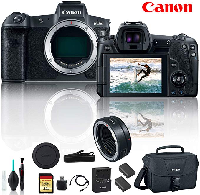 Canon EOS R Mirrorless Digital Camera 3075C002 with Extra Battery, Canon EF Mount Adapter, Canon Bag, 32GB Memory Card and More - Starter Bundle