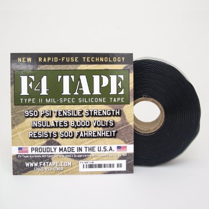 F4 Tape - Self-Fusing Silicone Tape MIL-SPEC 1" X 36' (Black)